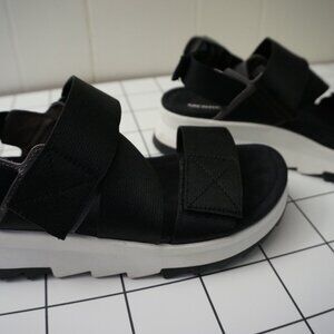 Merrell Roam Wedge Platform Sandals - Black & White Strappy Sandal